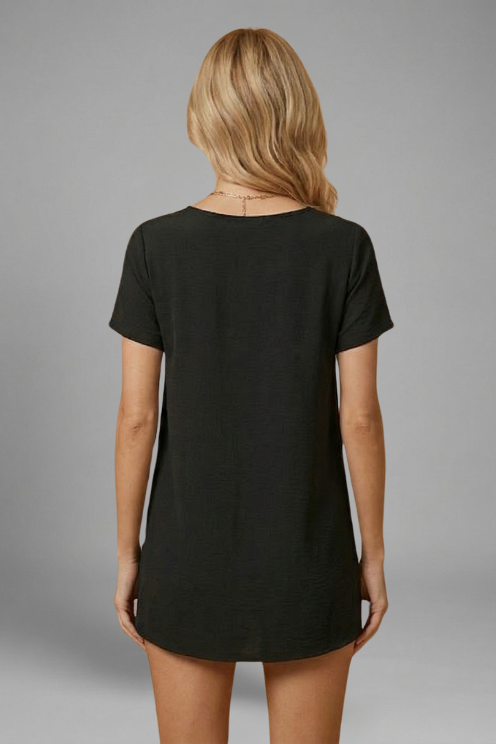 Women's Two Piece Set - Short Sleeve Crossover Top - Shorts