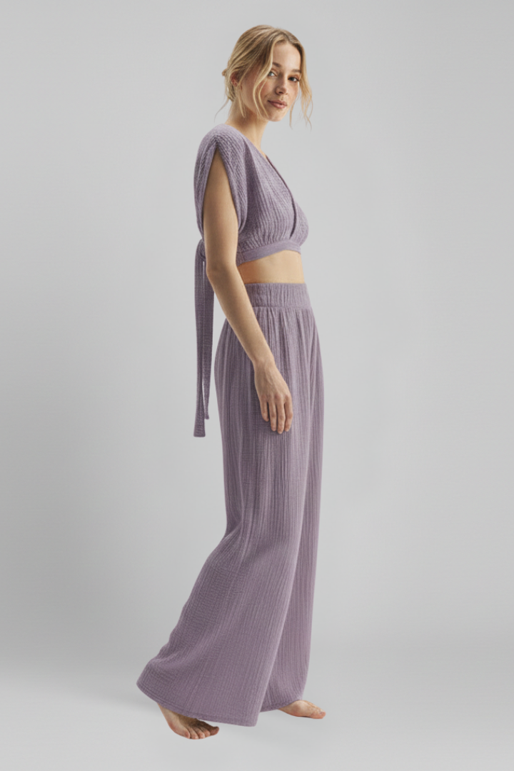 Women's Two-Piece Set V-Neck Wide Leg