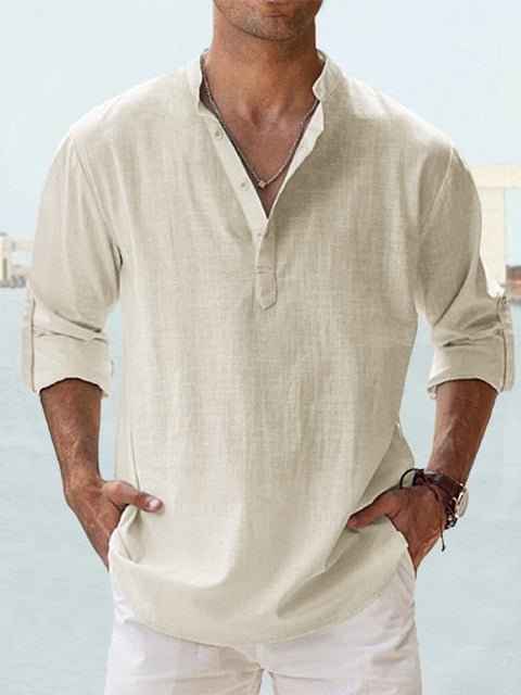 Men's Linen Shirt V-Neck