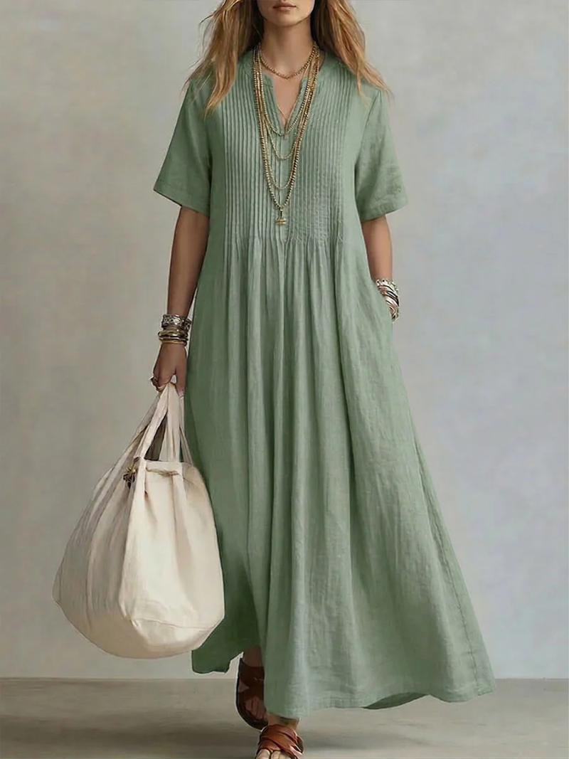 Women's Pleated Maxi Dress Relaxed Fit