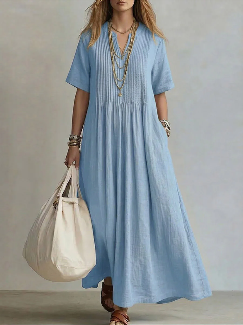 Women's Pleated Maxi Dress Relaxed Fit