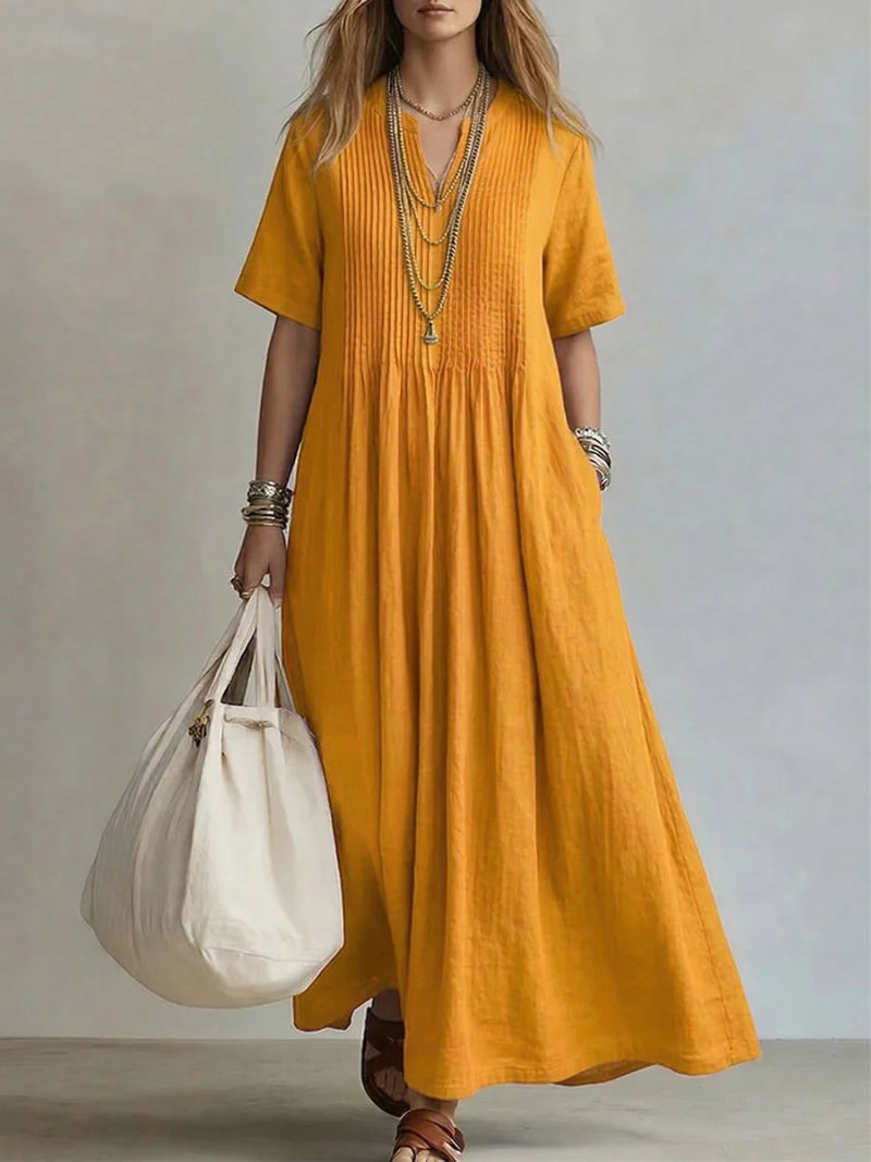 Women's Pleated Maxi Dress Relaxed Fit