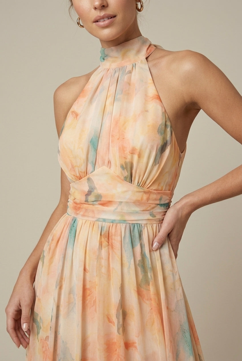 Robe maxi à bretelles florales - Dos noué pour femmes