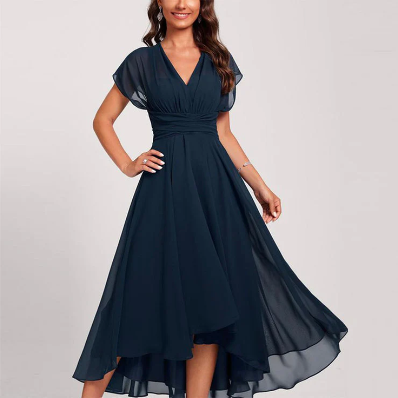 Women’s Elegant Midi Dress – Flowing V-Neck Design for Special Occasions