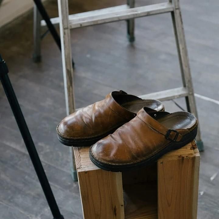 Men's Leather Slip-On Clogs with Buckle Strap