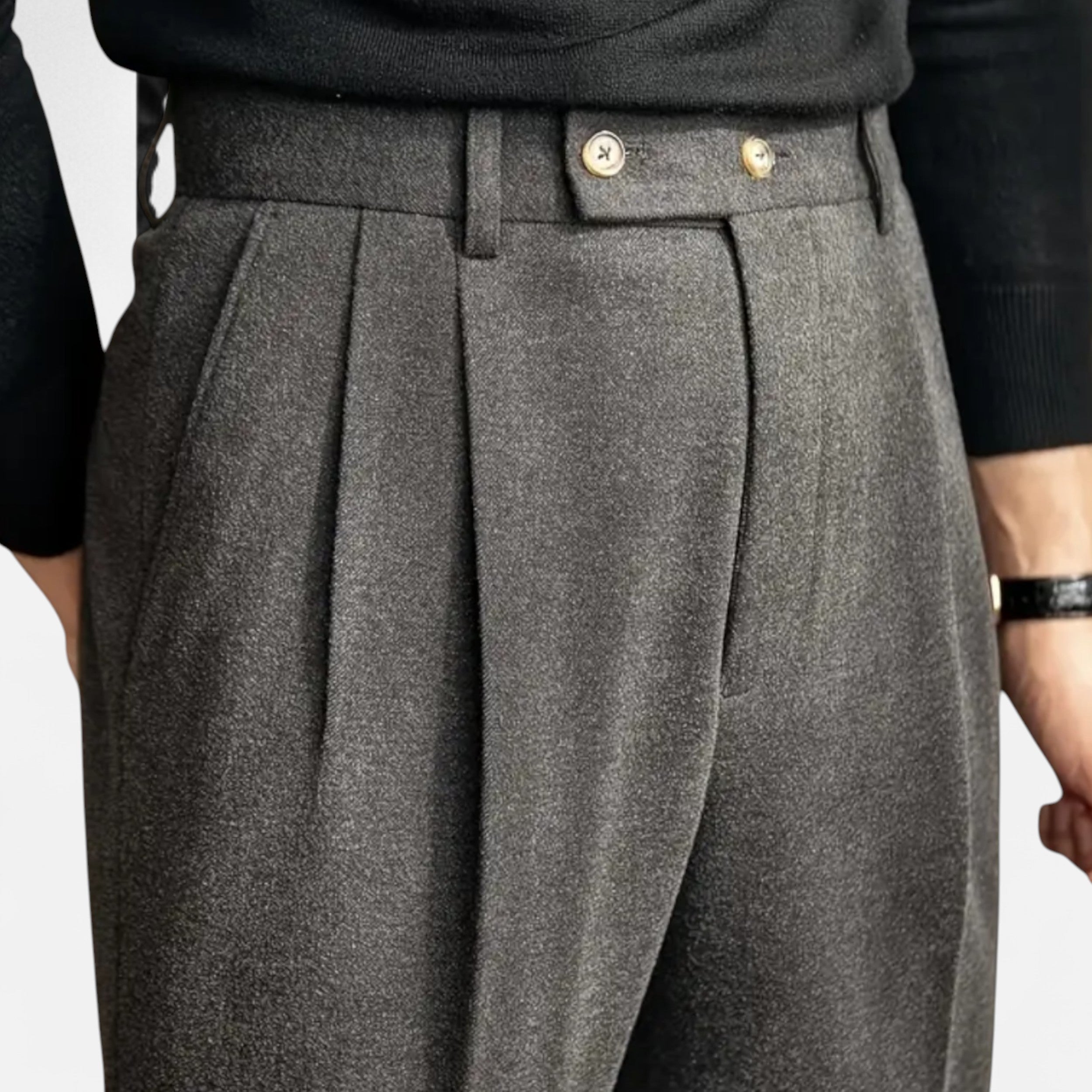 Men's High Waist Pleated Wide Leg Formal Trousers