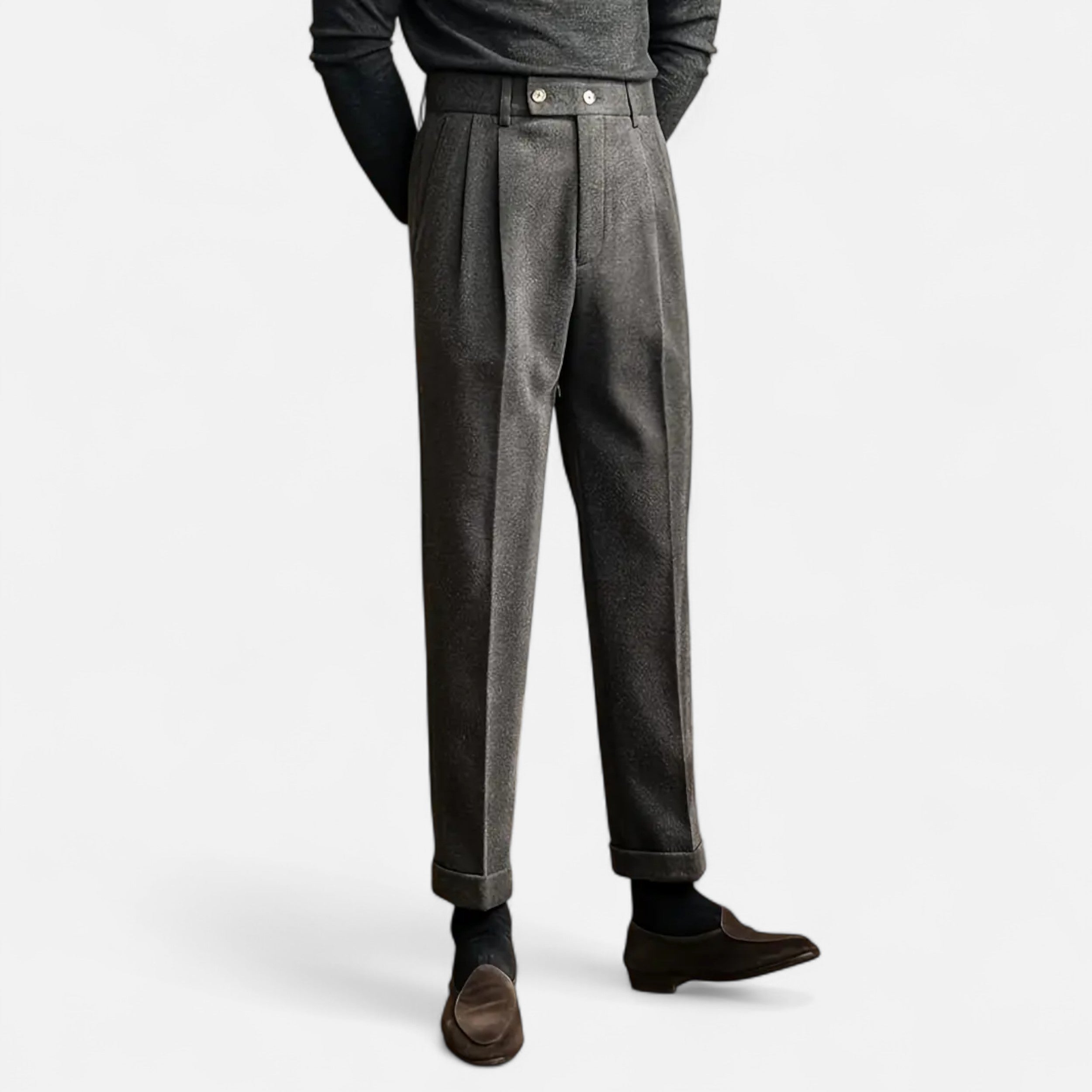 Men's High Waist Pleated Wide Leg Formal Trousers