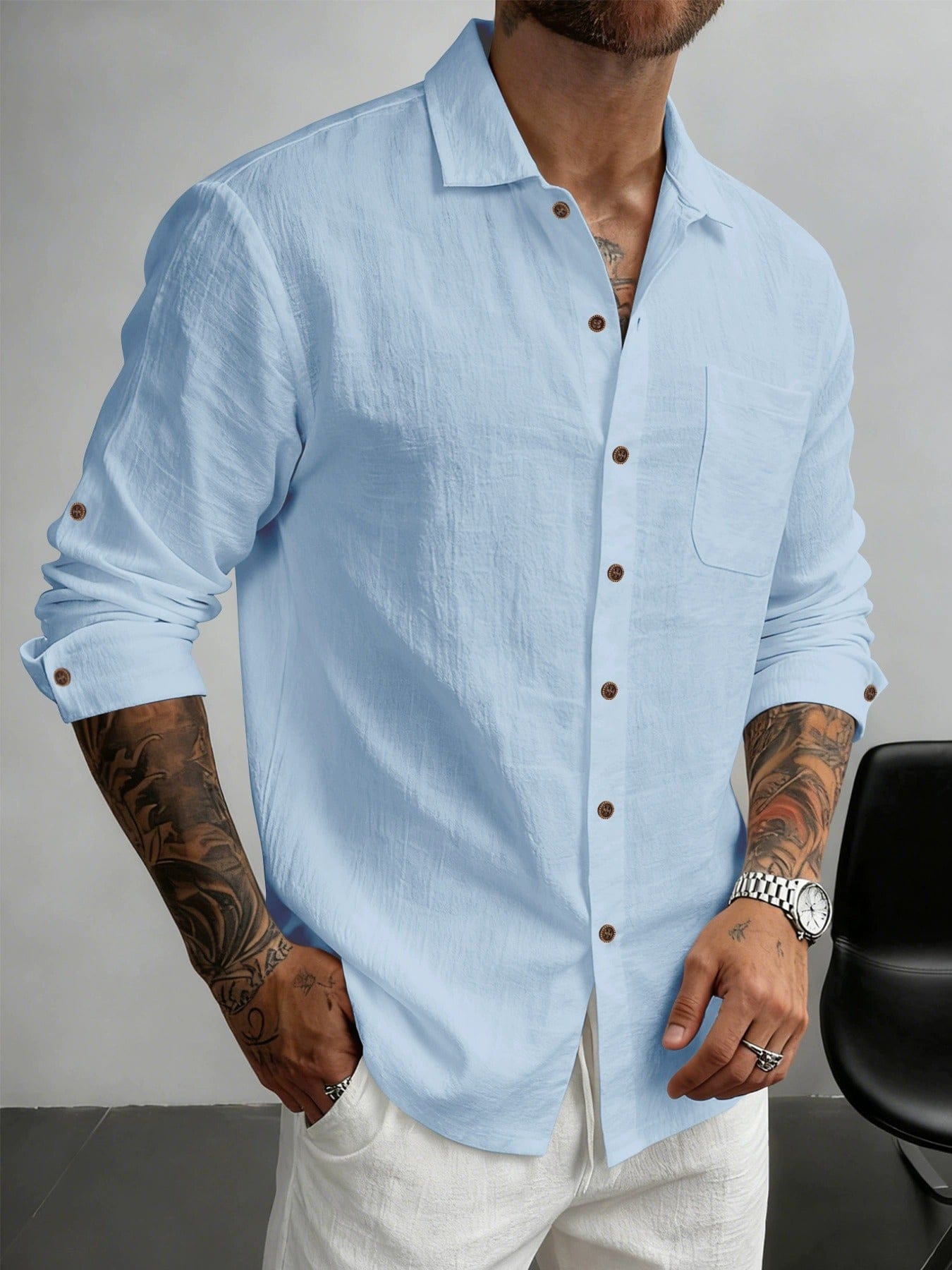 Men's Cotton Textured Business Casual Button Down Shirt
