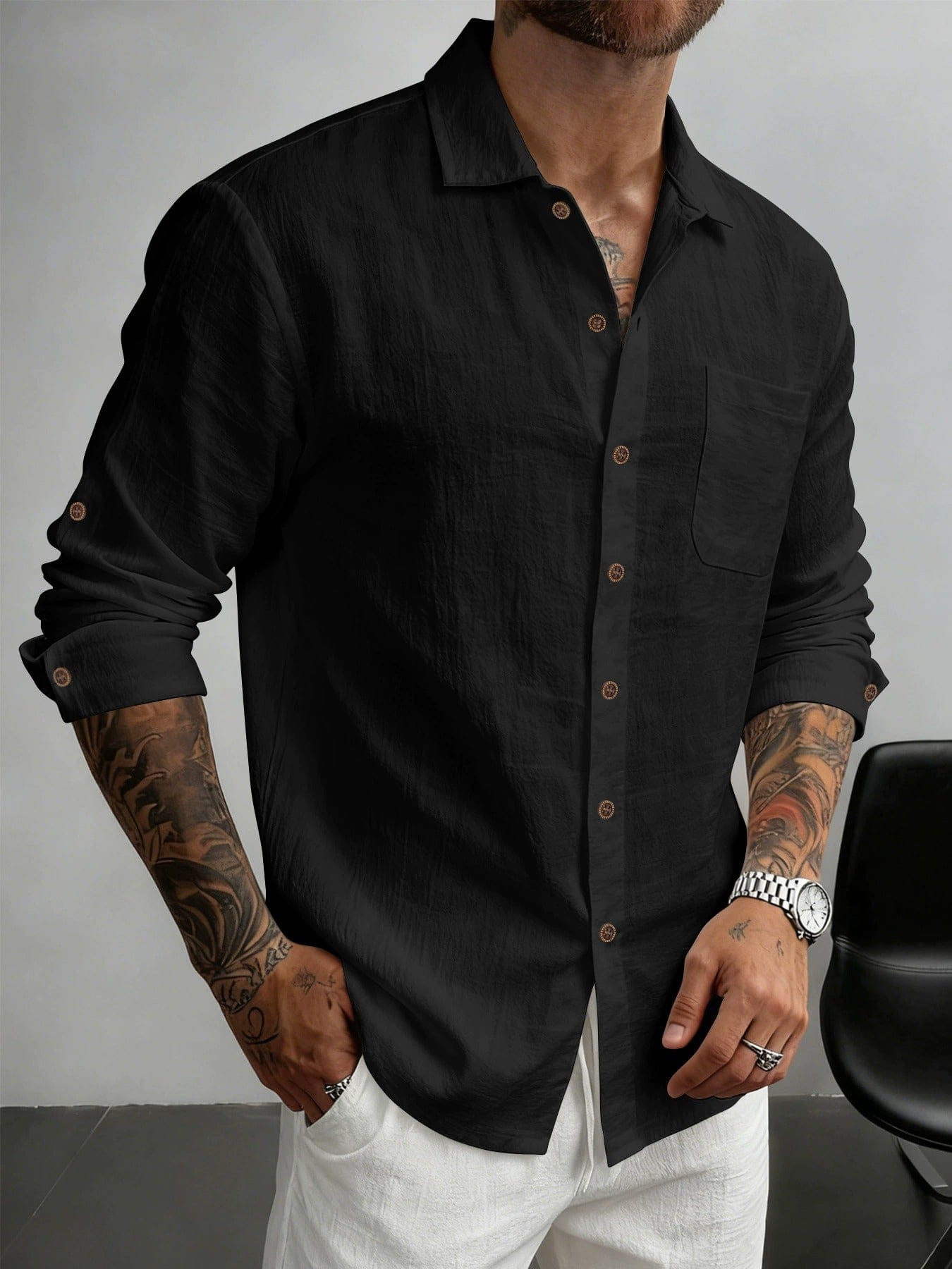 Men's Cotton Textured Business Casual Button Down Shirt