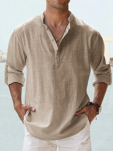 Men's Linen Shirt V-Neck