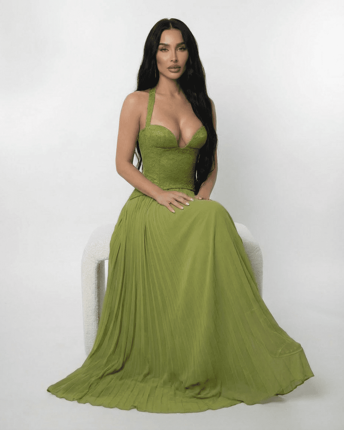 Robe maxi bustier à bretelles avec dos lacé pour femmes