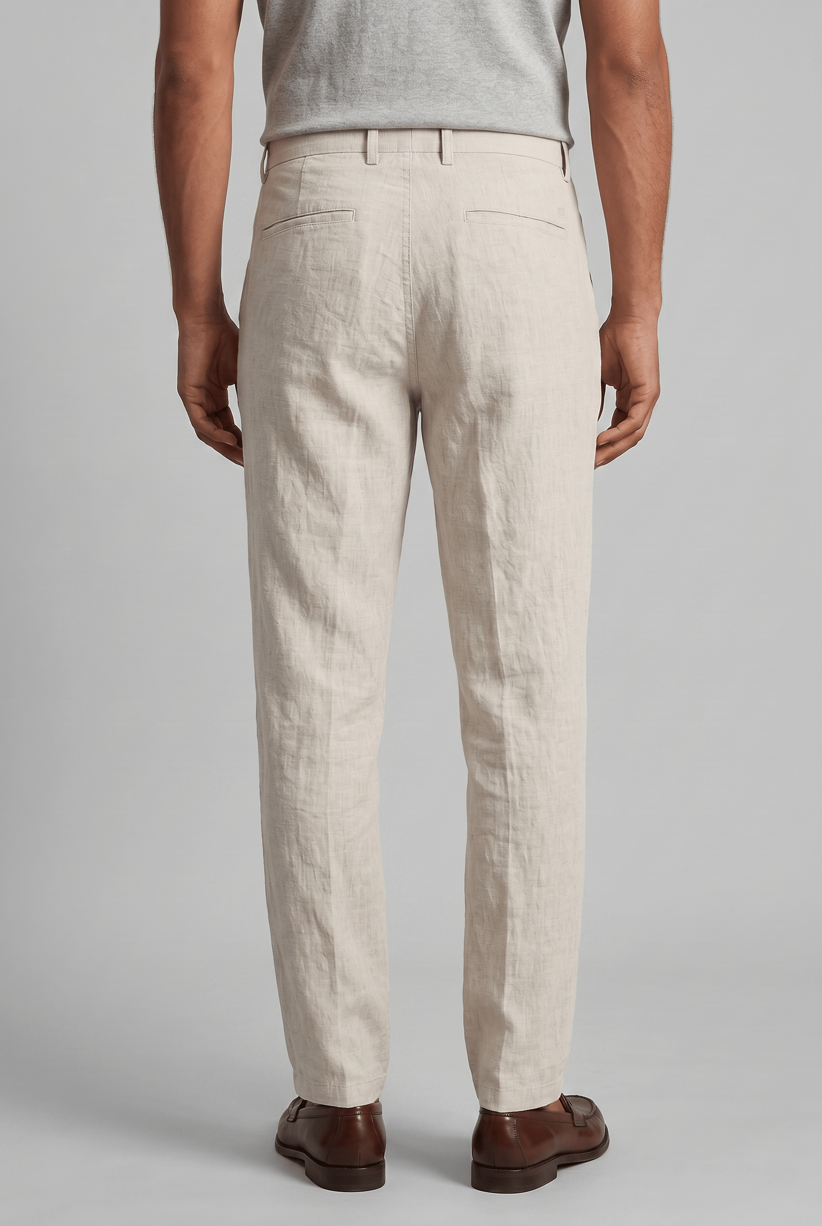 Men's Linen Slim Fit Flat Front Chinos