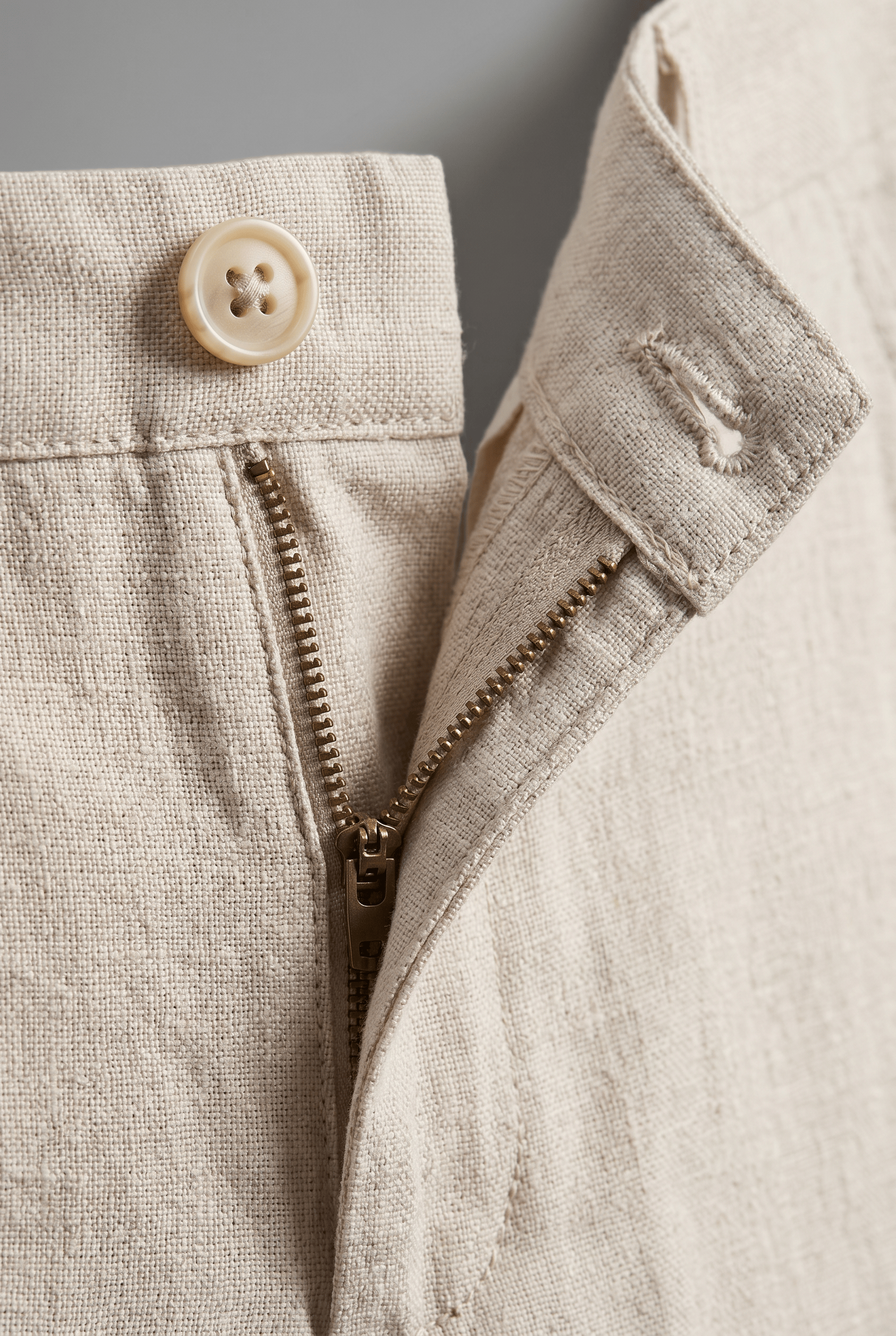 Men's Linen Slim Fit Flat Front Chinos