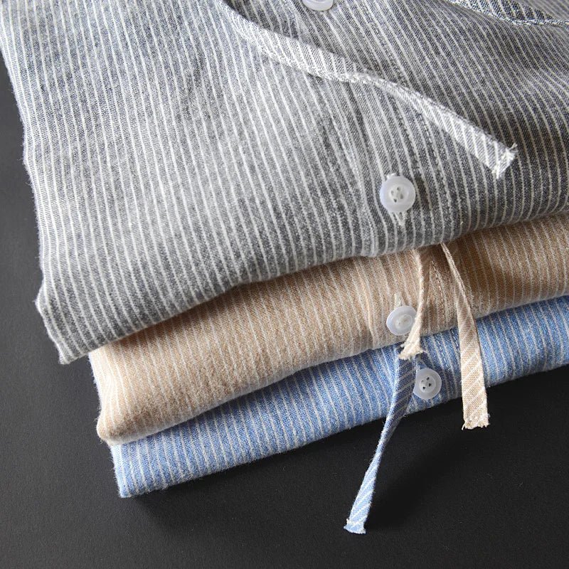 Men's Button - Front Hooded Linen Shirt
