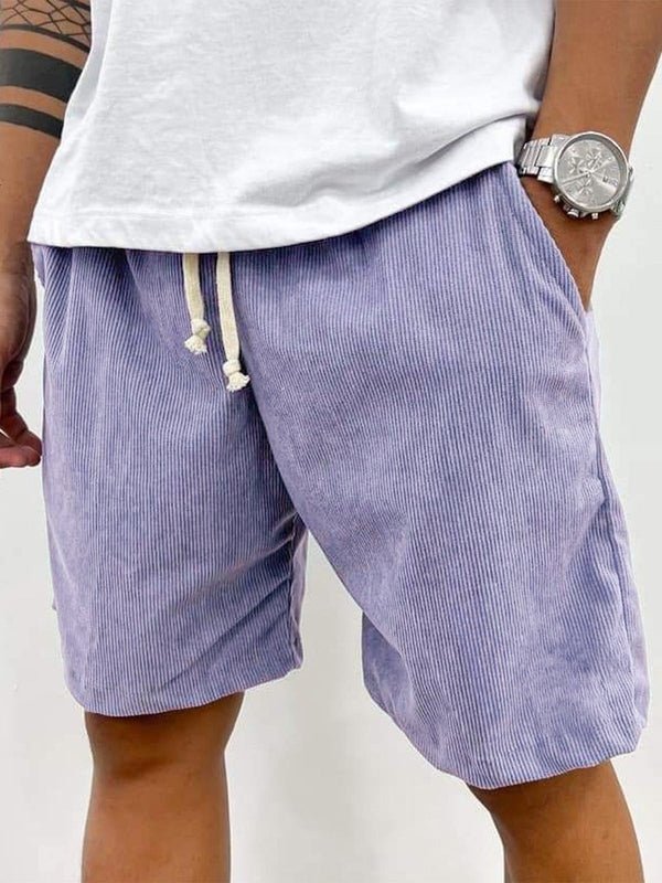 Men’s Casual Drawstring Shorts with Ribbed Texture