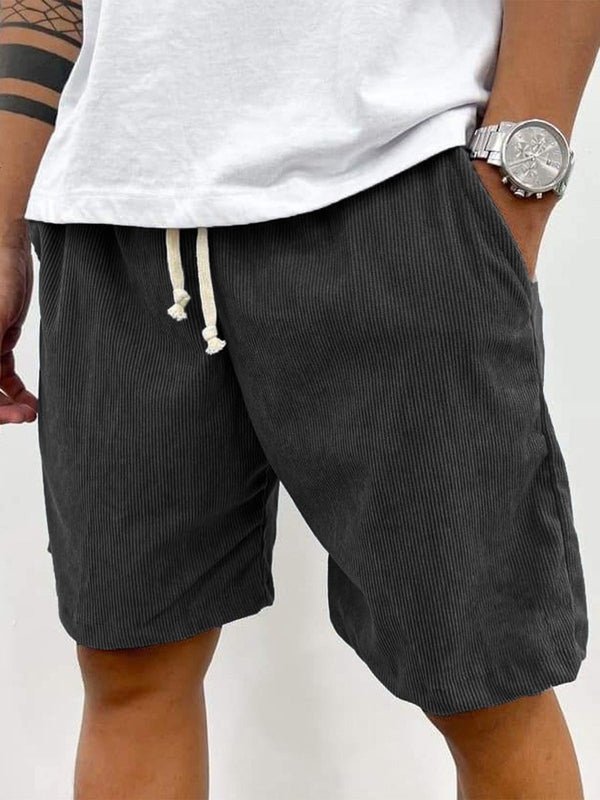 Men’s Casual Drawstring Shorts with Ribbed Texture