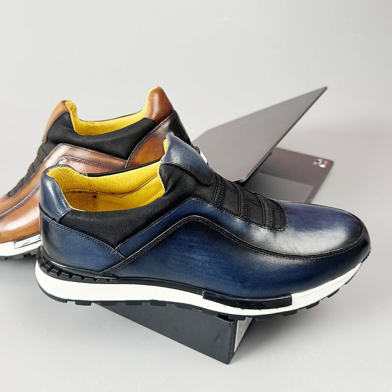 Men’s Casual Sneakers with Round Toe and Elastic Strap Upper
