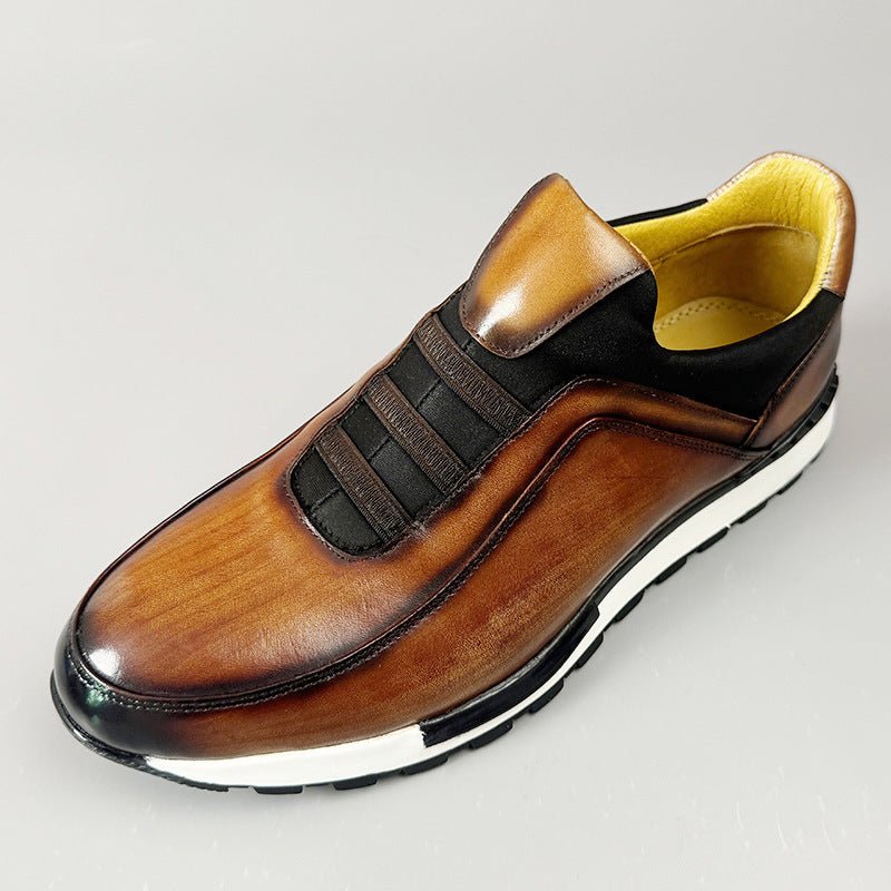 Men’s Casual Sneakers with Round Toe and Elastic Strap Upper
