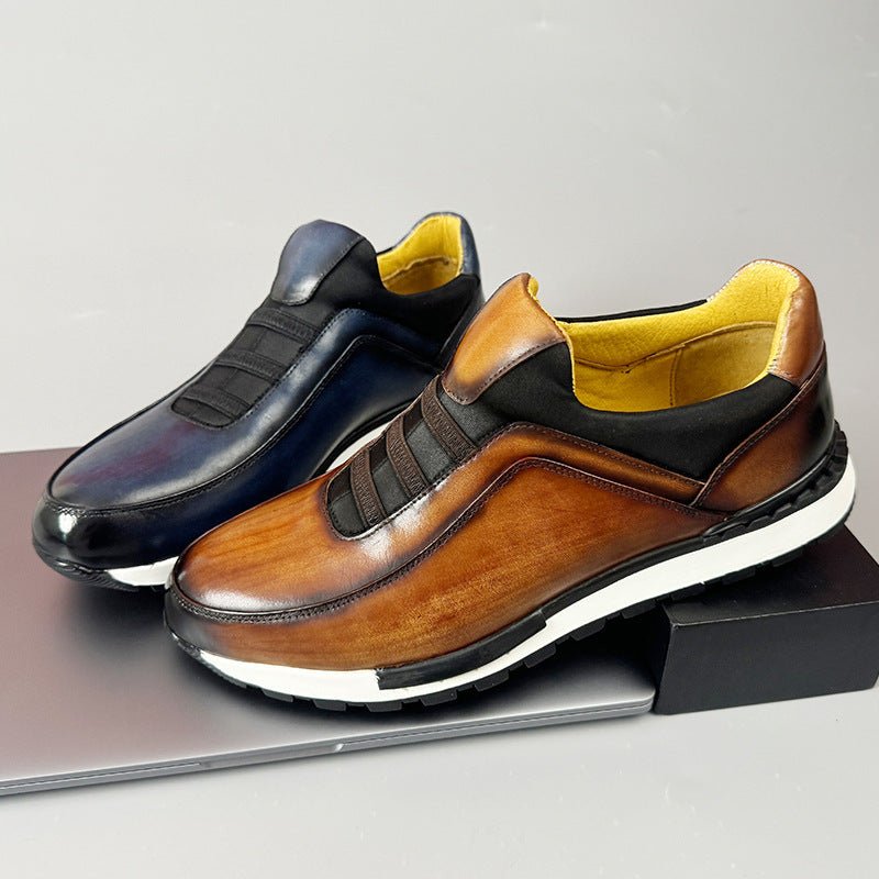 Men’s Casual Sneakers with Round Toe and Elastic Strap Upper