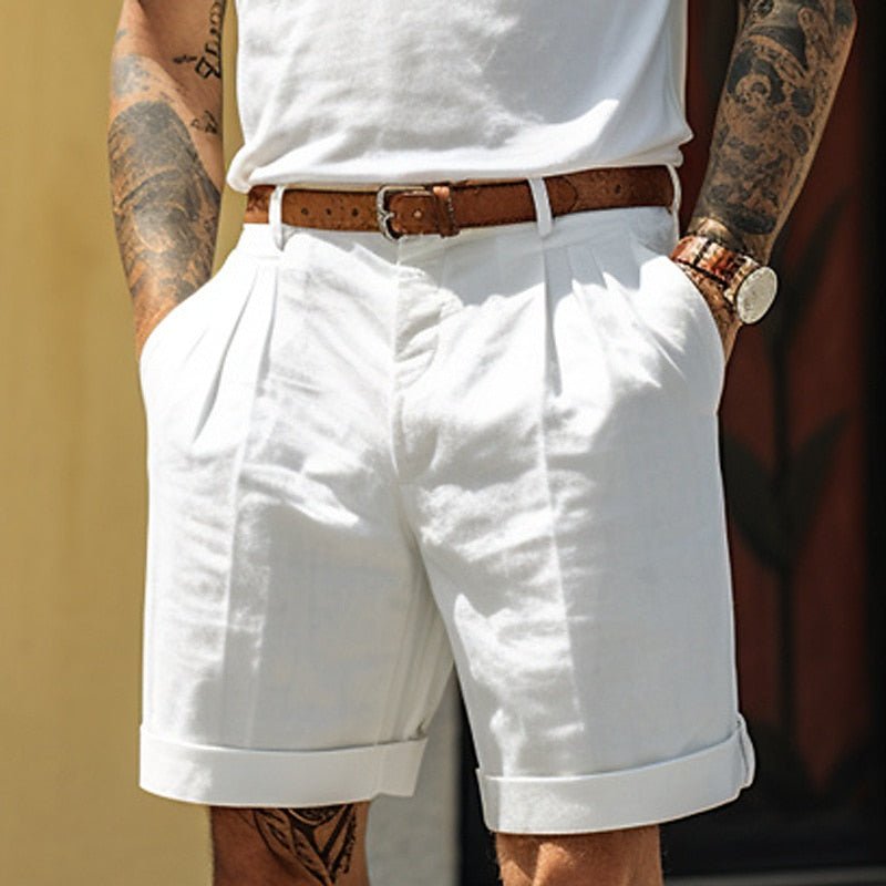 Men’s Classic Tailored Shorts – Refined Summer Fit with Turned - Up Hem