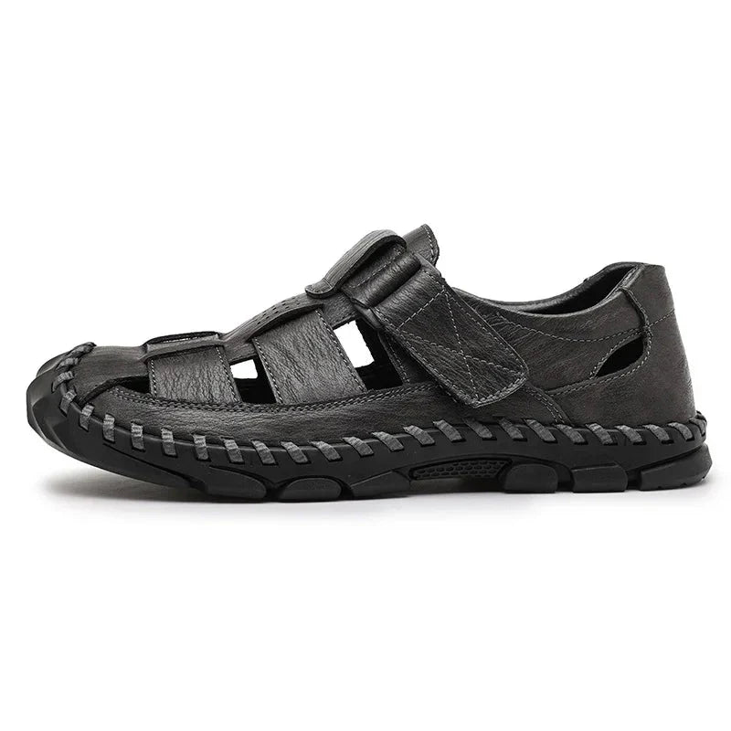 Men’s Closed Toe Fisherman Sandals with Cutout Upper and Hook Strap