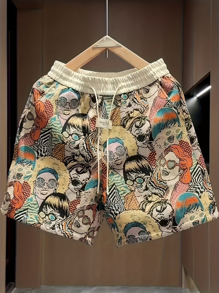 Men’s Graphic Print Drawstring Shorts – Relaxed Fit Elastic Waist Casual Shorts