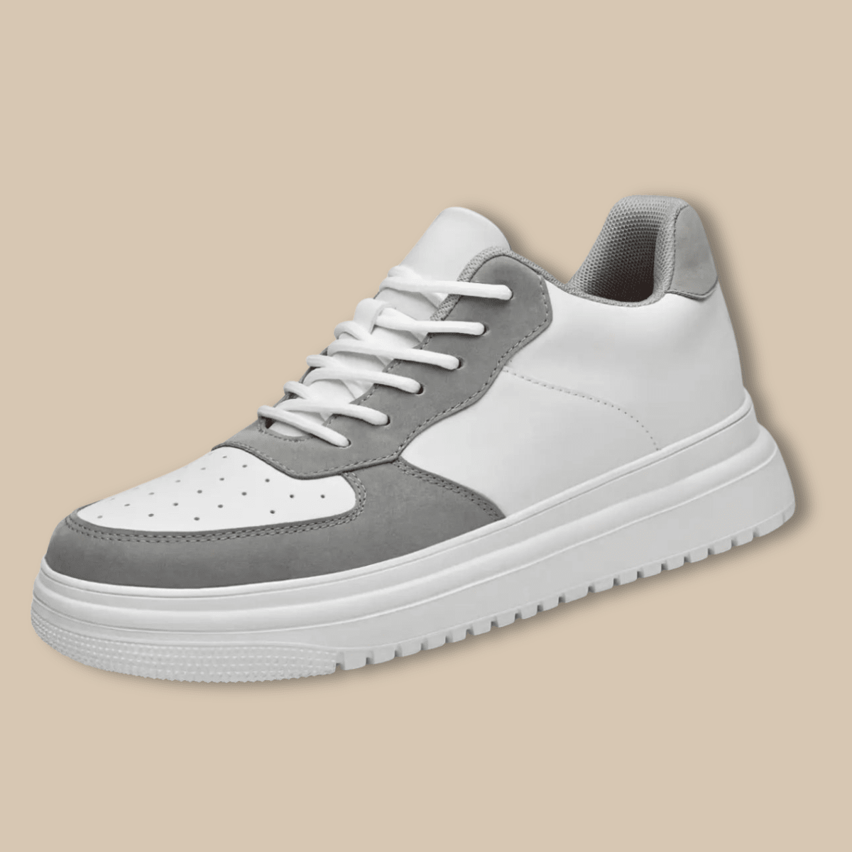 Men’s Lace - Up Platform Sneakers with Perforated Toe and Elevated Sole