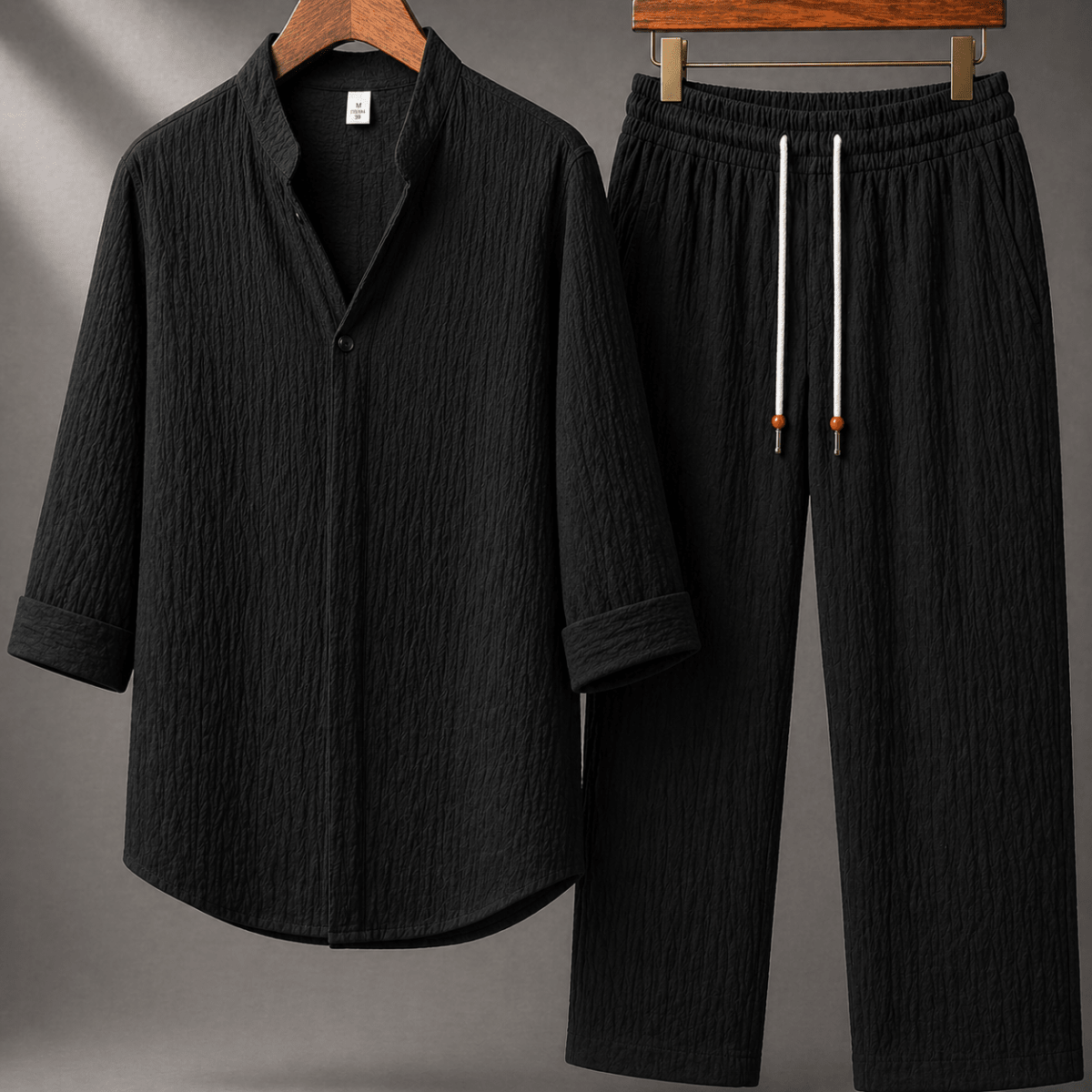 Men's Linen V - Neck Three - Quarter Sleeve Two Piece Set