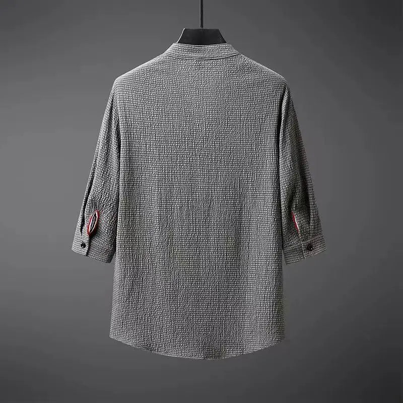 Men's Linen V - Neck Three - Quarter Sleeve Two Piece Set