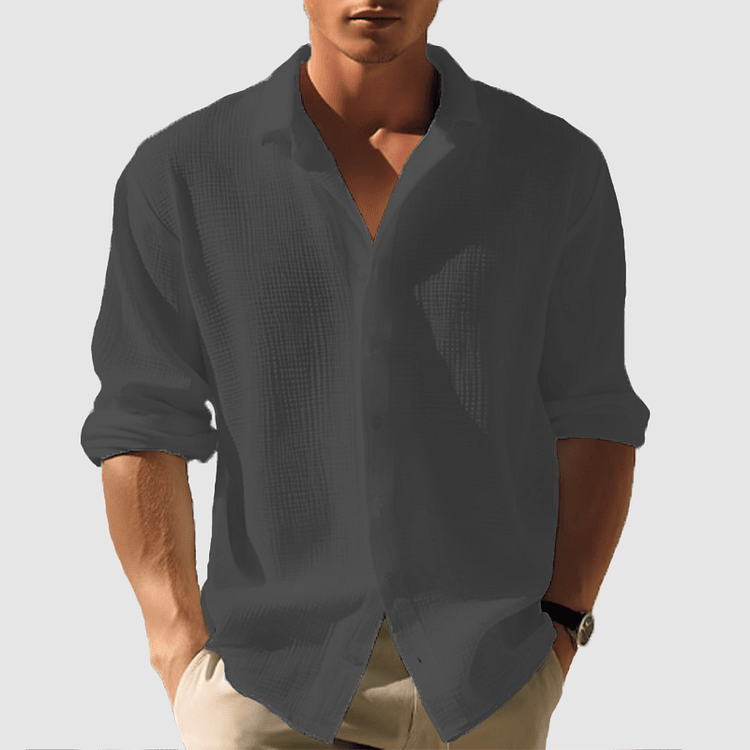 Men’s Long Sleeve Button - Down Shirt with Open Collar