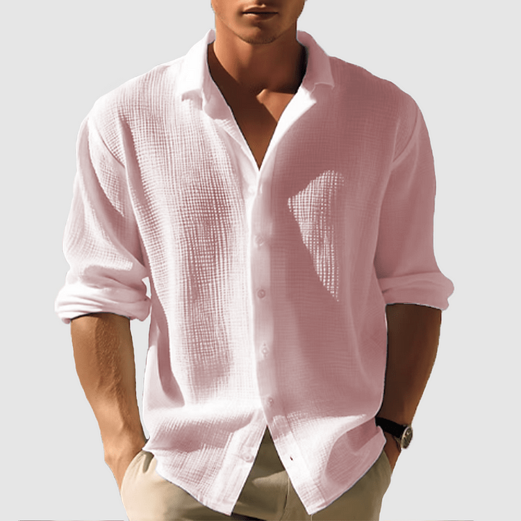 Men’s Long Sleeve Button - Down Shirt with Open Collar
