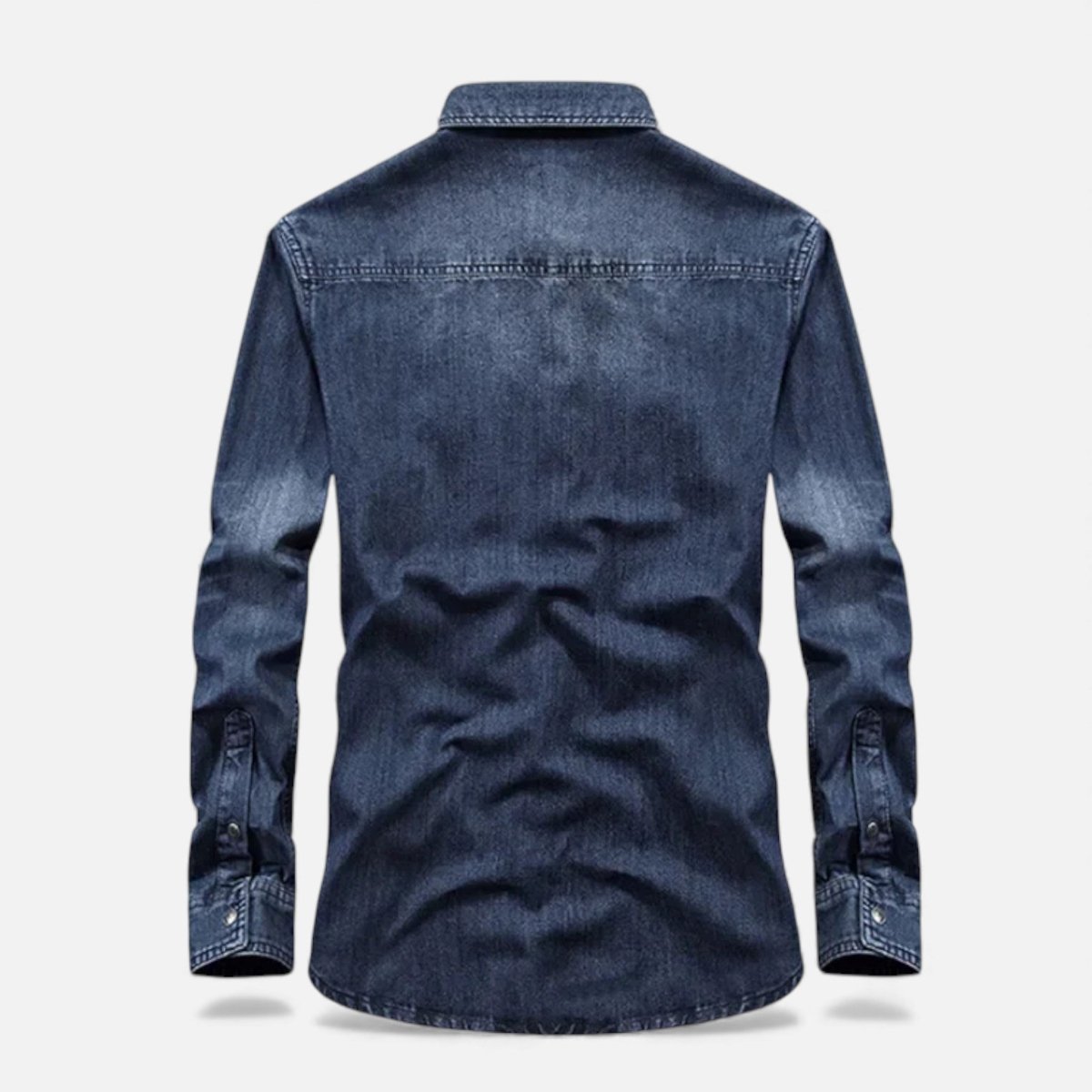 Men’s Long Sleeve Denim Button - Up Shirt with Chest Pockets and Classic Collar