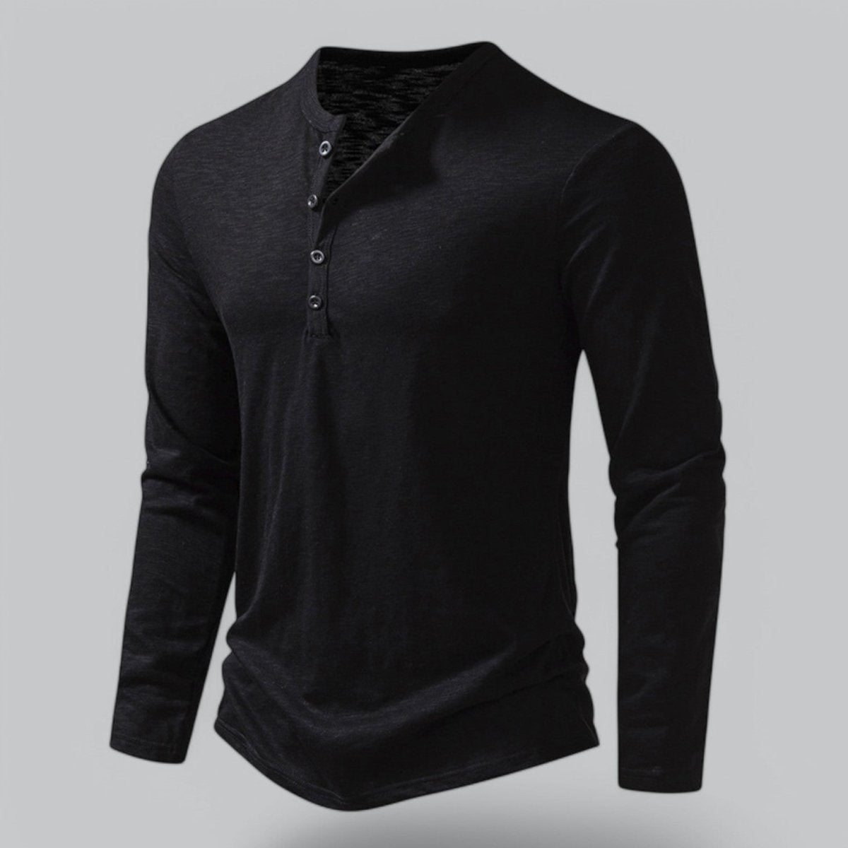 Men’s Long Sleeve Henley T-Shirt with Button Placket