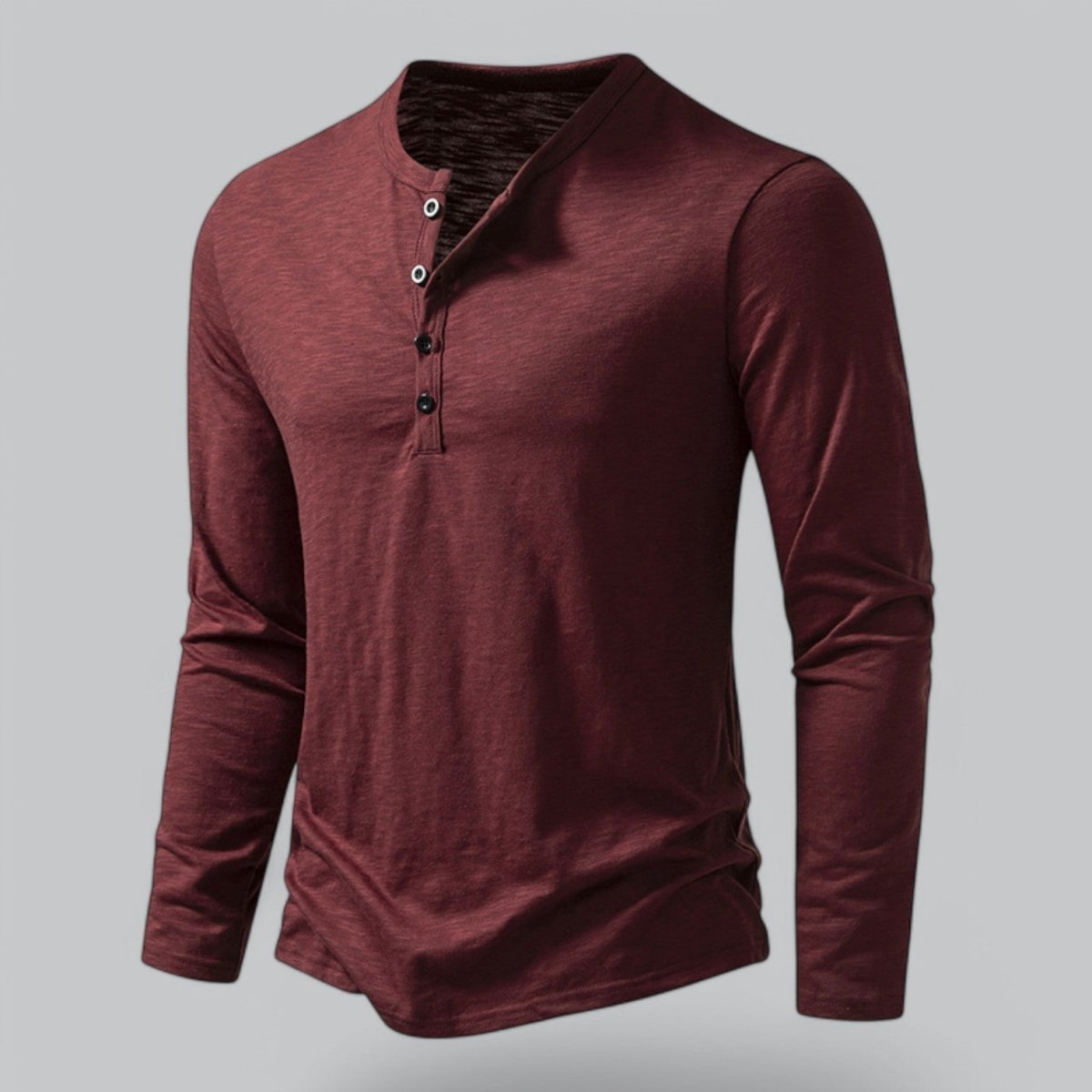 Men’s Long Sleeve Henley T-Shirt with Button Placket