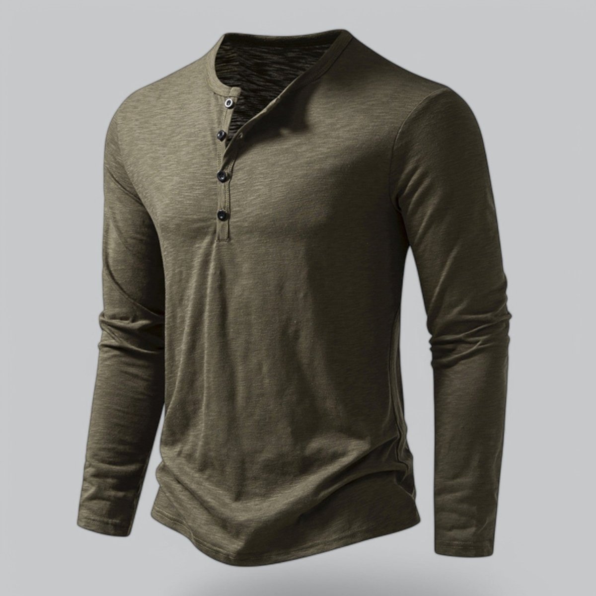 Men’s Long Sleeve Henley T-Shirt with Button Placket