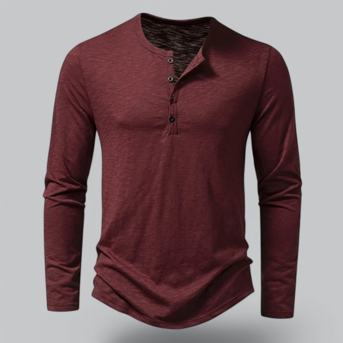 Men’s Long Sleeve Henley T-Shirt with Button Placket