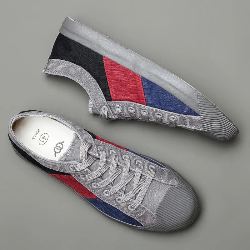 Men's Low - Top Colour - Block Sneakers – Casual Lace - Up Everyday Style