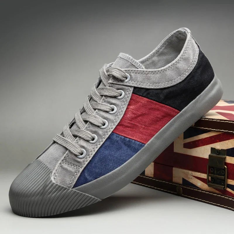 Men's Low - Top Colour - Block Sneakers – Casual Lace - Up Everyday Style