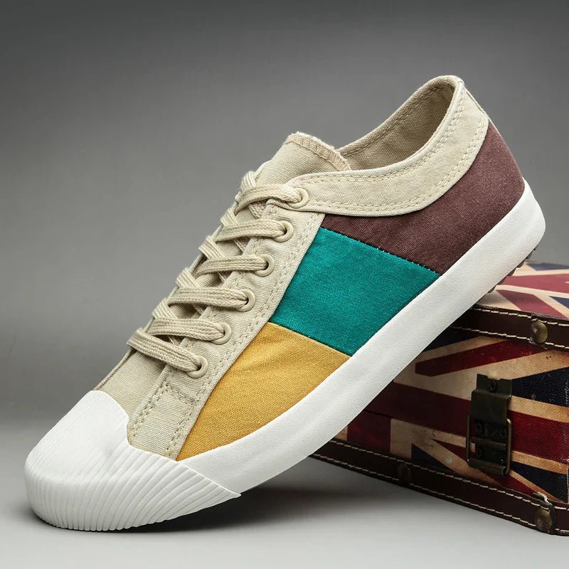 Men's Low - Top Colour - Block Sneakers – Casual Lace - Up Everyday Style