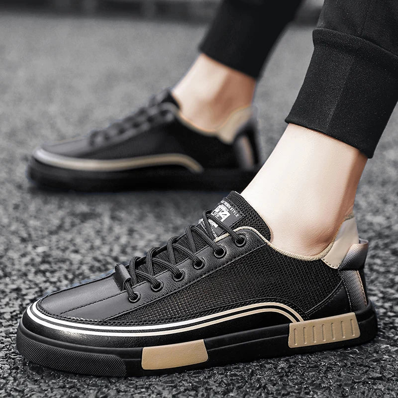 Men’s Mesh Low - Top Sneakers with Round Toe and Lace - Up Closure