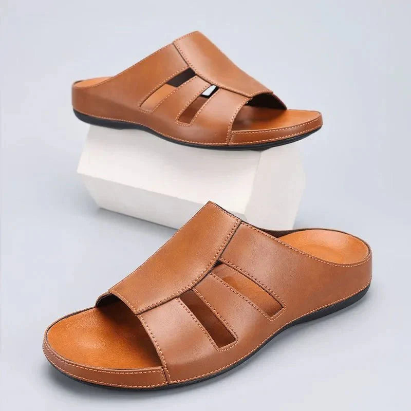 Men's Open - Toe Slip - On Sandals with Cutout Design