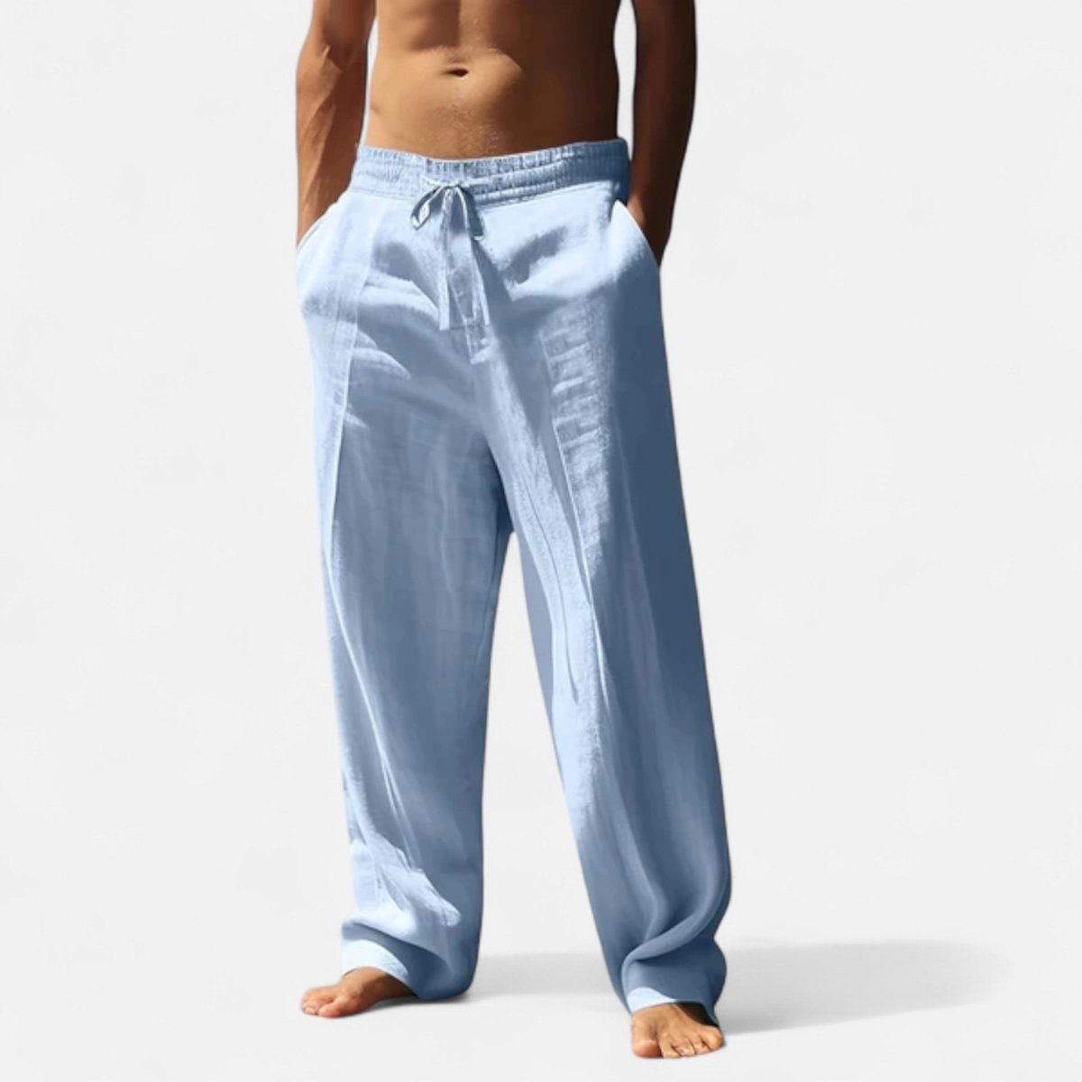 Men’s Relaxed Linen Drawstring Trousers – Easy Fit with Straight Leg Silhouette
