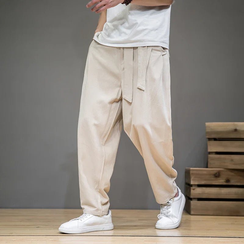 Men’s Relaxed Tie - Waist Pants – Minimalist Casual Draped Silhouette