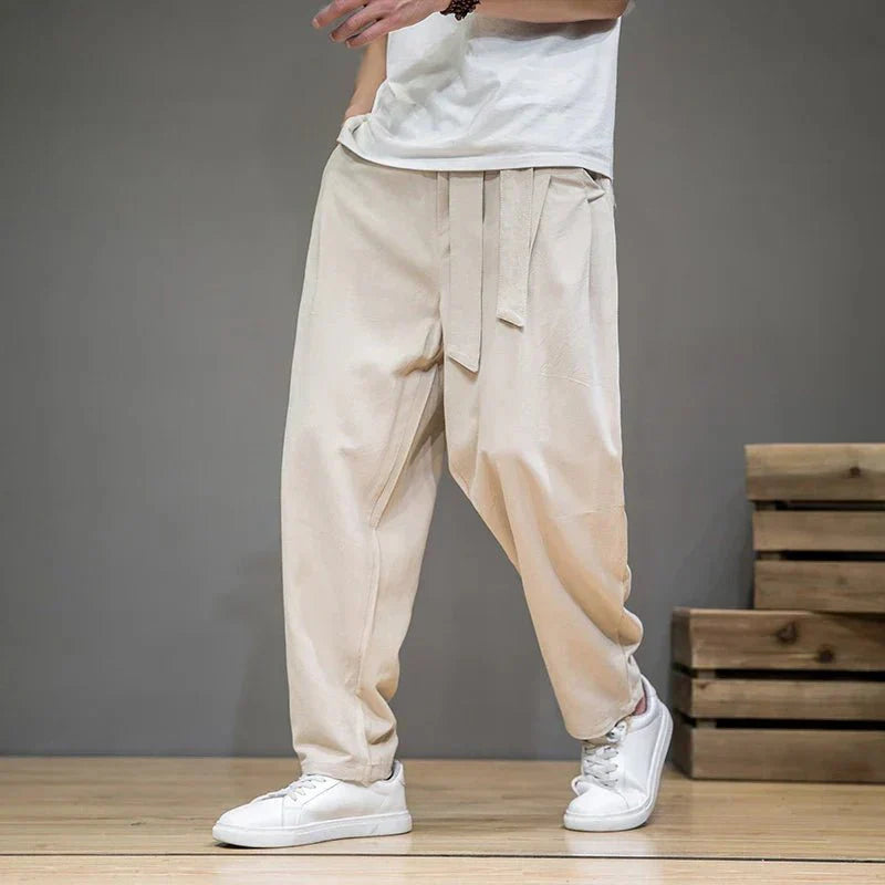 Men’s Relaxed Tie - Waist Pants – Minimalist Casual Draped Silhouette