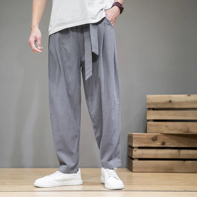 Men’s Relaxed Tie - Waist Pants – Minimalist Casual Draped Silhouette