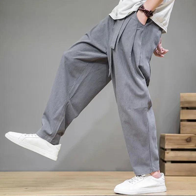 Men’s Relaxed Tie - Waist Pants – Minimalist Casual Draped Silhouette