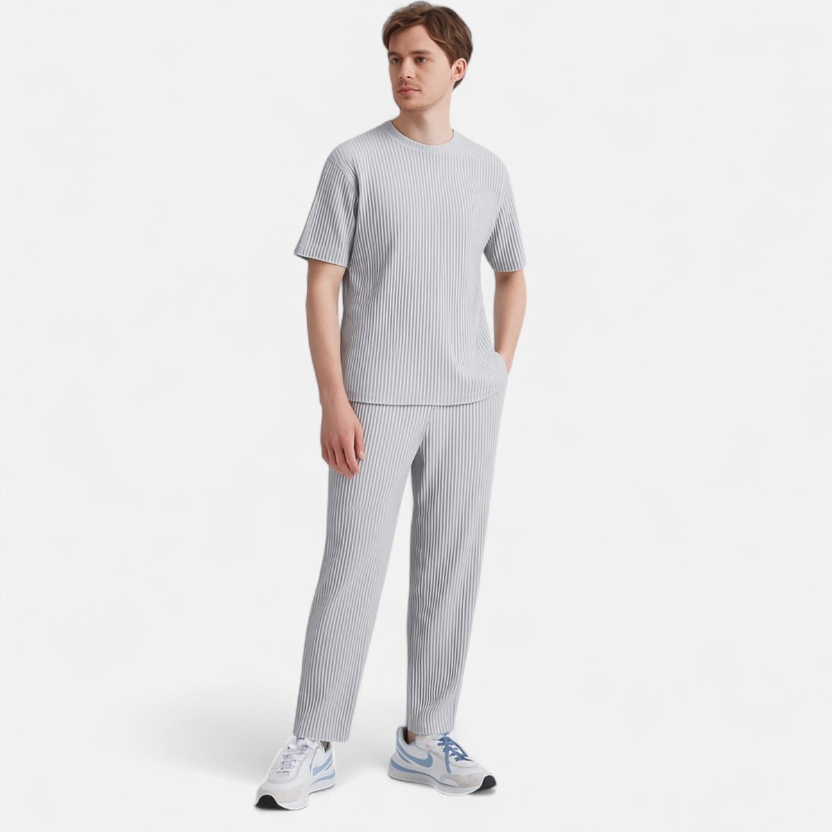 Men’s Ribbed Relaxed Trousers – Clean Lines with a Modern Textured Finish