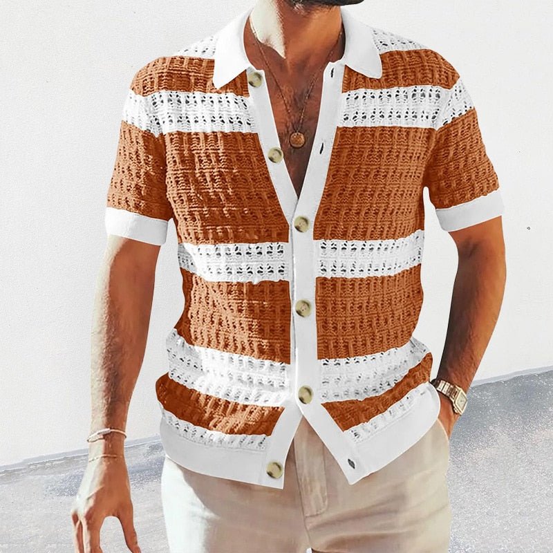 Men’s Short Sleeve Button - Front Knit - Style Shirt – Relaxed Summer Fit