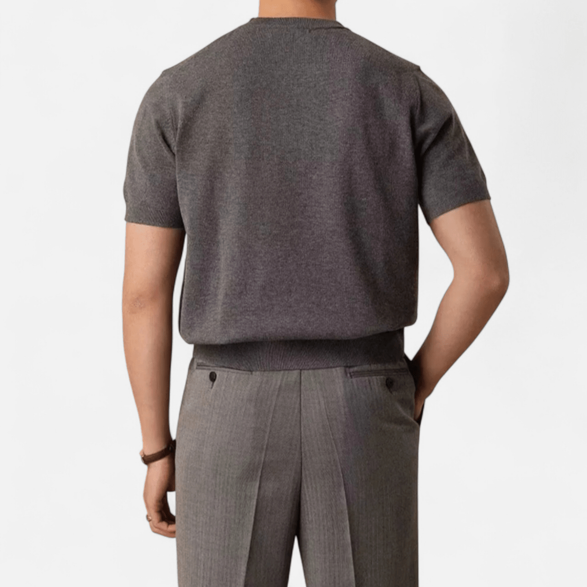 Men’s Short Sleeve Knit T-Shirt with Crew Neck, Ribbed Hem, and Clean Solid Finish for Casual Wear