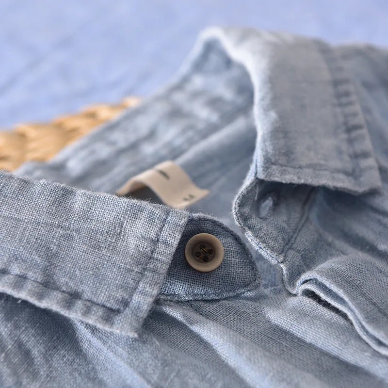Men's Short Sleeve Linen Button - Up Shirt